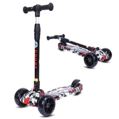 Wholesale Vendors Pedal Graffiti Process Four Gear Adjustable Pu Flash Wheel Kids Scooter