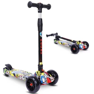 Wholesale Vendors Pedal Graffiti Process Four Gear Adjustable Pu Flash Wheel Kids Scooter